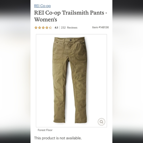 R E.I. Co-op Trailsmith pants- womens size 16, Olive Green - Picture 6 of 6